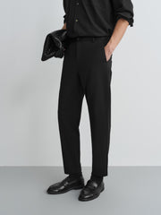 Men's Casual Tapered Black Drape-Fit Trousers