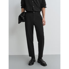 Men's Casual Tapered Black Drape-Fit Trousers