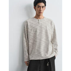 Men's Casual Waffle-Texture Henley  T-Shirt
