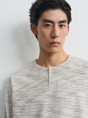 Men's Casual Waffle-Texture Henley  T-Shirt