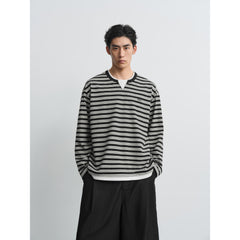 Men's Casual Striped Faux-Layer Long-Sleeve T-Shirt