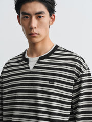 Men's Casual Striped Faux-Layer Long-Sleeve T-Shirt