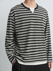 Men's Casual Striped Faux-Layer Long-Sleeve T-Shirt