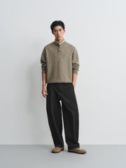 Men's Casual Henley Solid Sweater