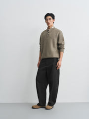 Men's Casual Henley Solid Sweater