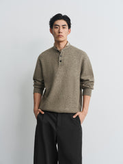 Men's Casual Henley Solid Sweater