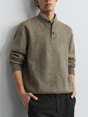 Men's Casual Henley Solid Sweater