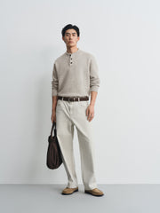 Men's Casual Henley Solid Sweater