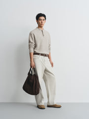 Men's Casual Henley Solid Sweater