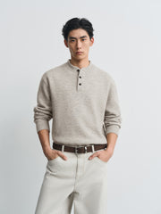 Men's Casual Henley Solid Sweater