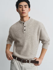 Men's Casual Henley Solid Sweater