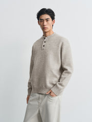 Men's Casual Henley Solid Sweater