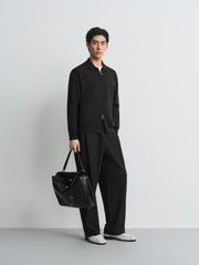 Men's Commuter Solid Jacket-Style Cardigan