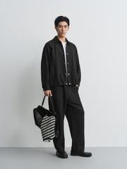 Men's Casual Shadow Jacquard Black Jacket