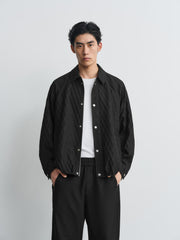 Men's Casual Shadow Jacquard Black Jacket