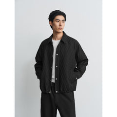 Men's Casual Shadow Jacquard Black Jacket