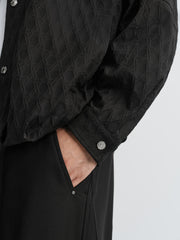 Men's Casual Shadow Jacquard Black Jacket