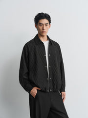 Men's Casual Shadow Jacquard Black Jacket