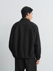 Men's Casual Shadow Jacquard Black Jacket