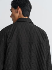 Men's Casual Shadow Jacquard Black Jacket