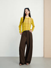 Women's Casual Modern Plaid Mesh Long-Sleeve Top