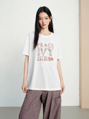 Women's Casual Embroidered Letter Print T-Shirt