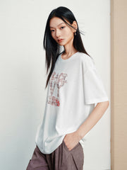 Women's Casual Embroidered Letter Print T-Shirt