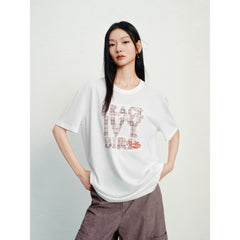 Women's Casual Embroidered Letter Print T-Shirt