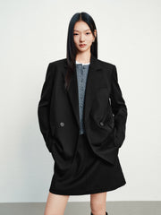 Women's casual double-breasted wool blazer