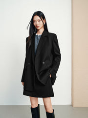 Women's casual double-breasted wool blazer