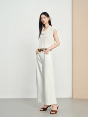 Women's casual high-waist straight-leg cropped jeans