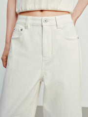 Women's casual high-waist straight-leg cropped jeans