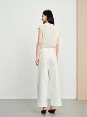 Women's casual high-waist straight-leg cropped jeans