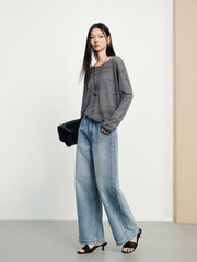 Women's Casual Flattering High-Rise Wide-Leg Jeans