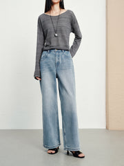 Women's Casual Flattering High-Rise Wide-Leg Jeans