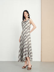 Women's French-Style Vintage Plaid Print Dress