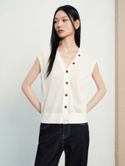 Women's Commuter Triacetate-Blend V-Neck Knit Vest