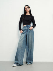 Women's Casual High-Rise Distressed Jeans