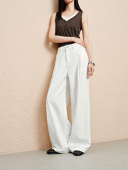 Women's Casual High-Rise White Jeans