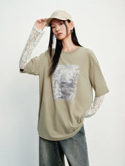 Women's Casual Lace-Spliced Long-Sleeve T-Shirt