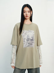 Women's Casual Lace-Spliced Long-Sleeve T-Shirt