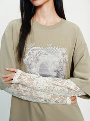 Women's Casual Lace-Spliced Long-Sleeve T-Shirt