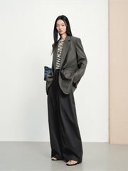 Women's casual double-breasted wool blazer