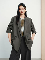 Women's casual double-breasted wool blazer