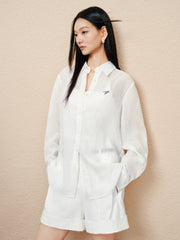 Women's casual lightweight sheer long-sleeve blouse