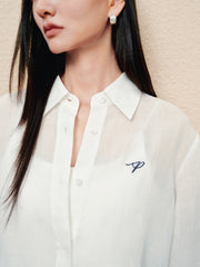 Women's casual lightweight sheer long-sleeve blouse