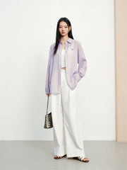 Women's casual lightweight sheer long-sleeve blouse