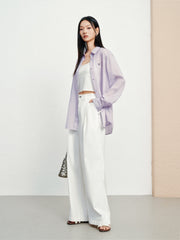 Women's casual lightweight sheer long-sleeve blouse