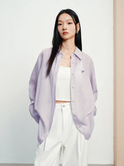 Women's casual lightweight sheer long-sleeve blouse