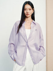 Women's casual lightweight sheer long-sleeve blouse